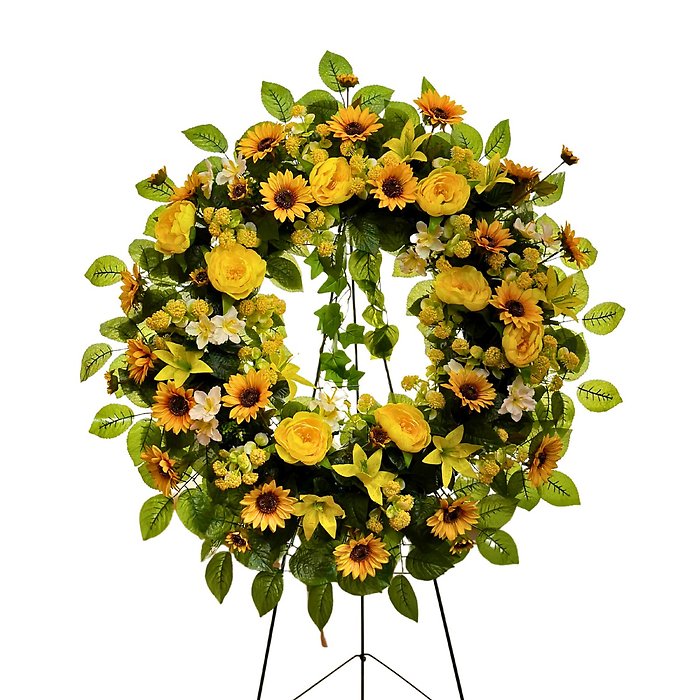 Sunflower & Peony Sympathy Wreath