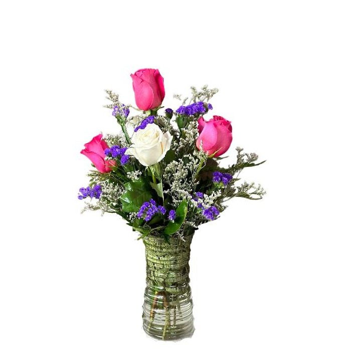 Half Dozen Pink & White Roses