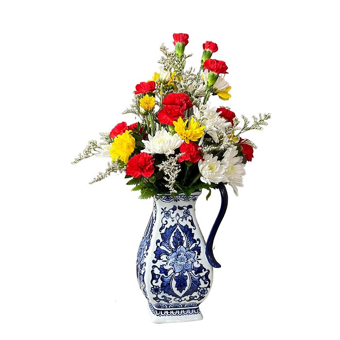 Blue & White Willow Ceramic Vase